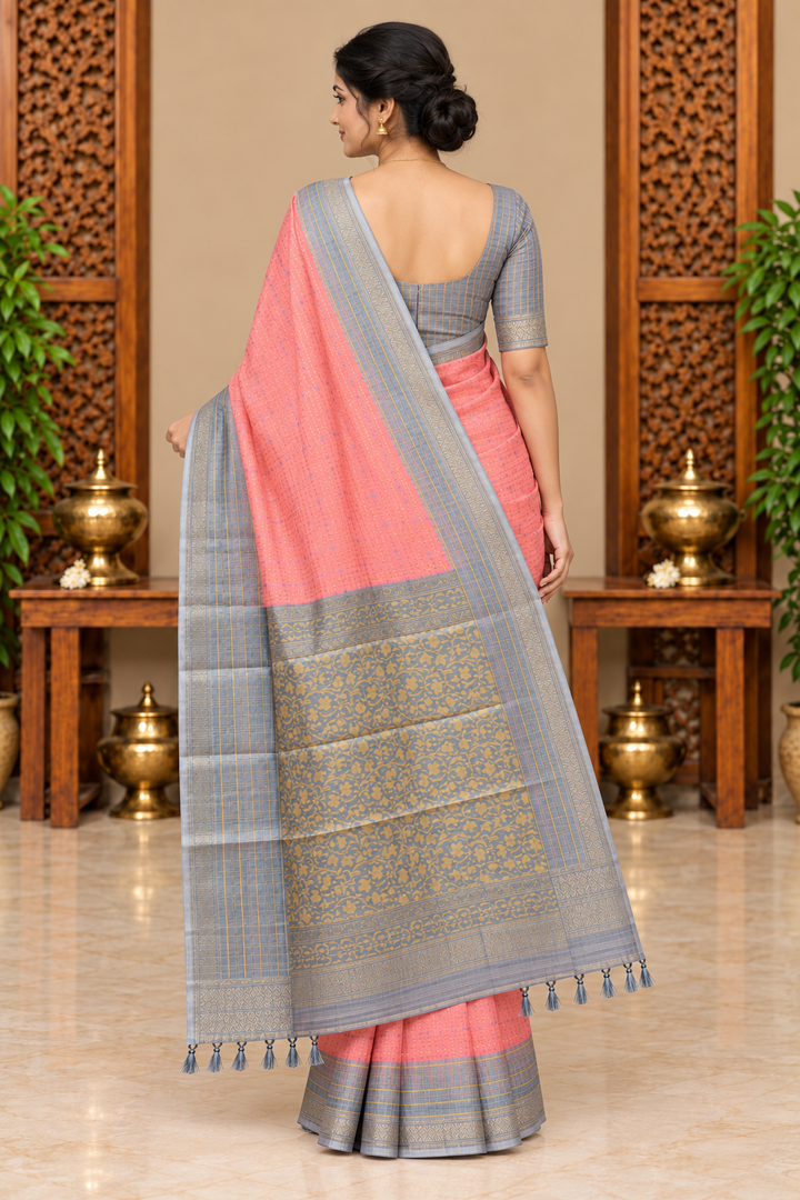 Paramparaa Silk saree back view showing pallu