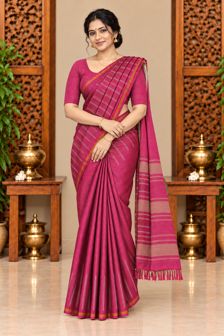 Mangalagiri Silk Saree – Pink