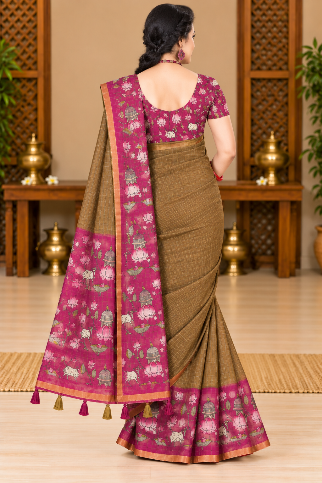 Corporate Linen Sarees Mehandi