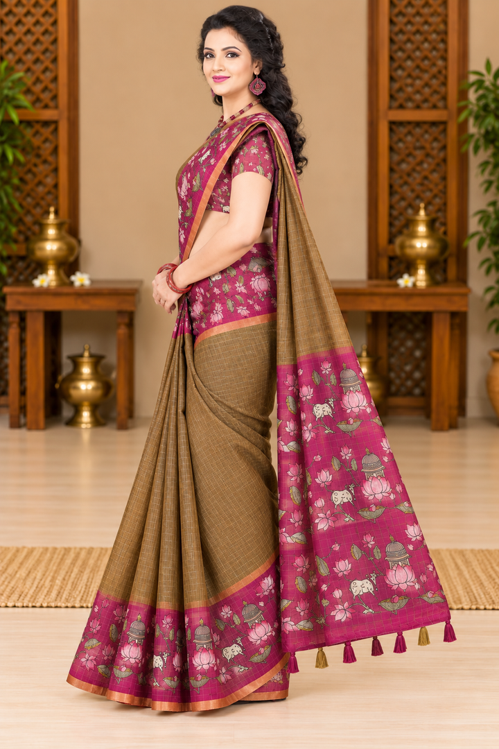Corporate Linen Sarees Mehandi