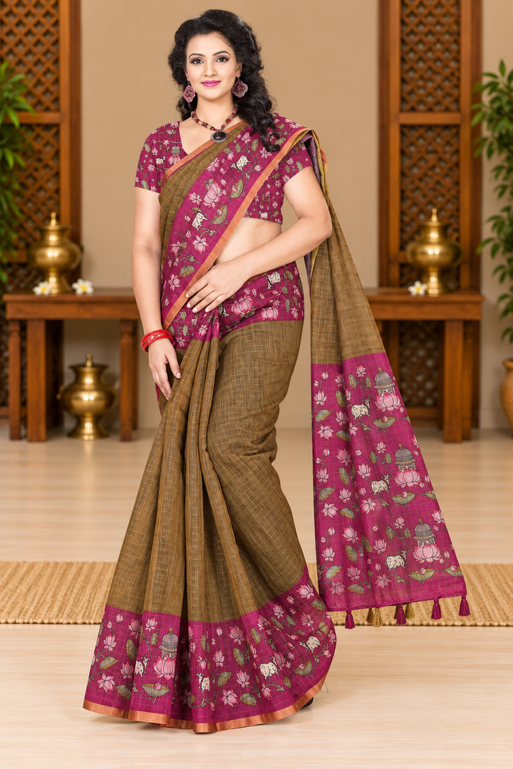 Corporate Linen Sarees Mehandi