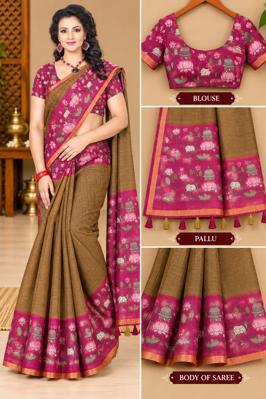 Corporate Linen Sarees Mehandi