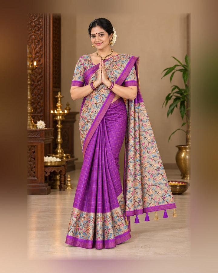 Kalamkari purple full model front view