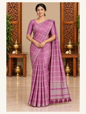 Kanjipuram Semi Silk Saree Mauve - front view