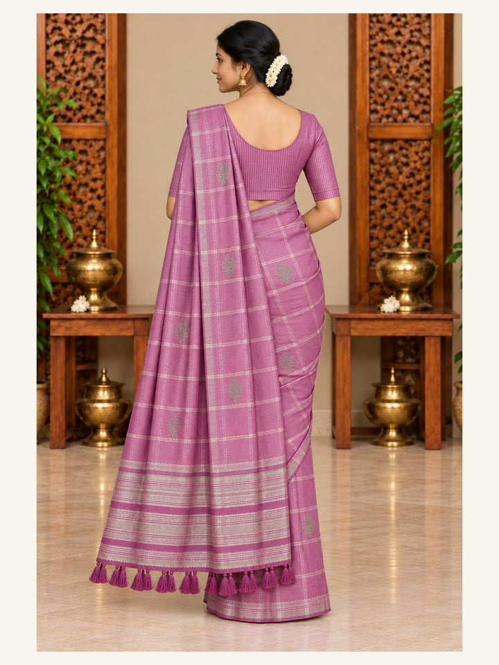 Kanjipuram Semi Silk Saree Mauve - back view