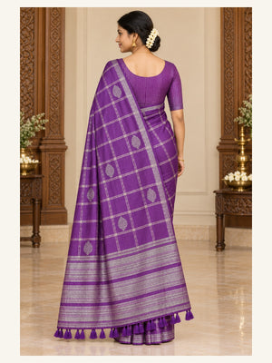 Kanjipuram Semi Silk Saree Violet - additional model view