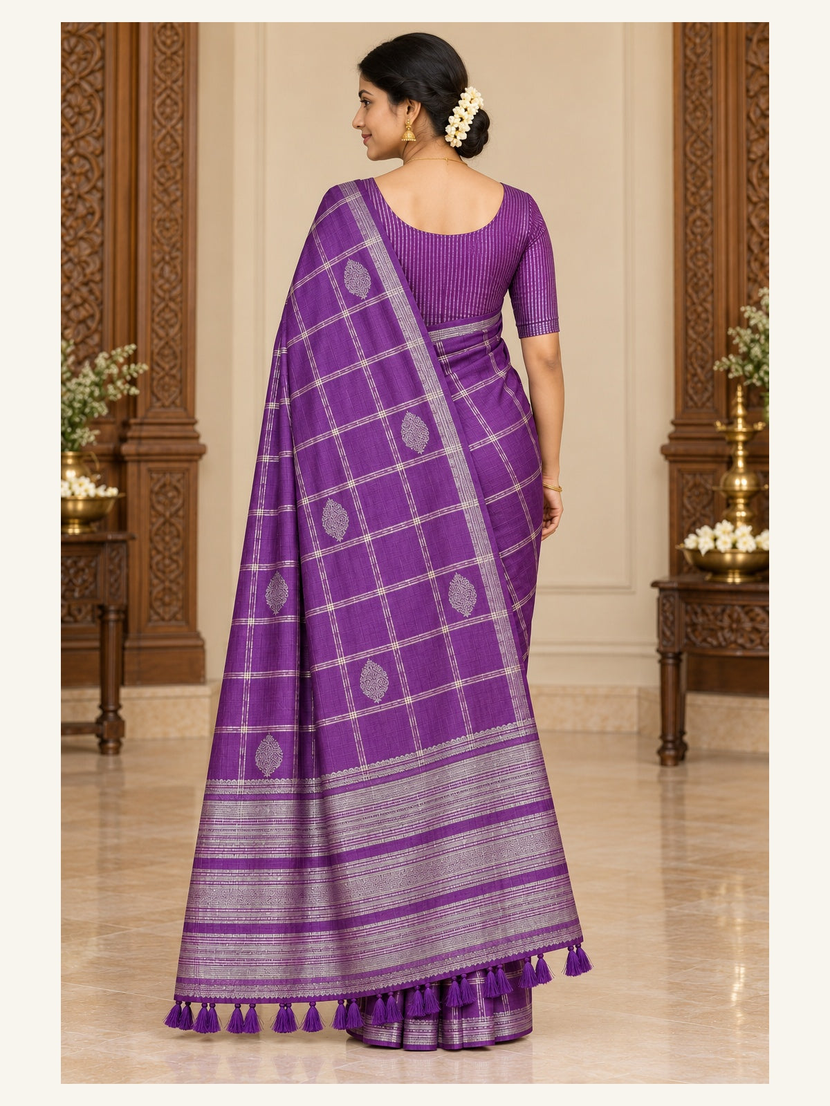 Kanjipuram Semi Silk Saree Violet - additional model view