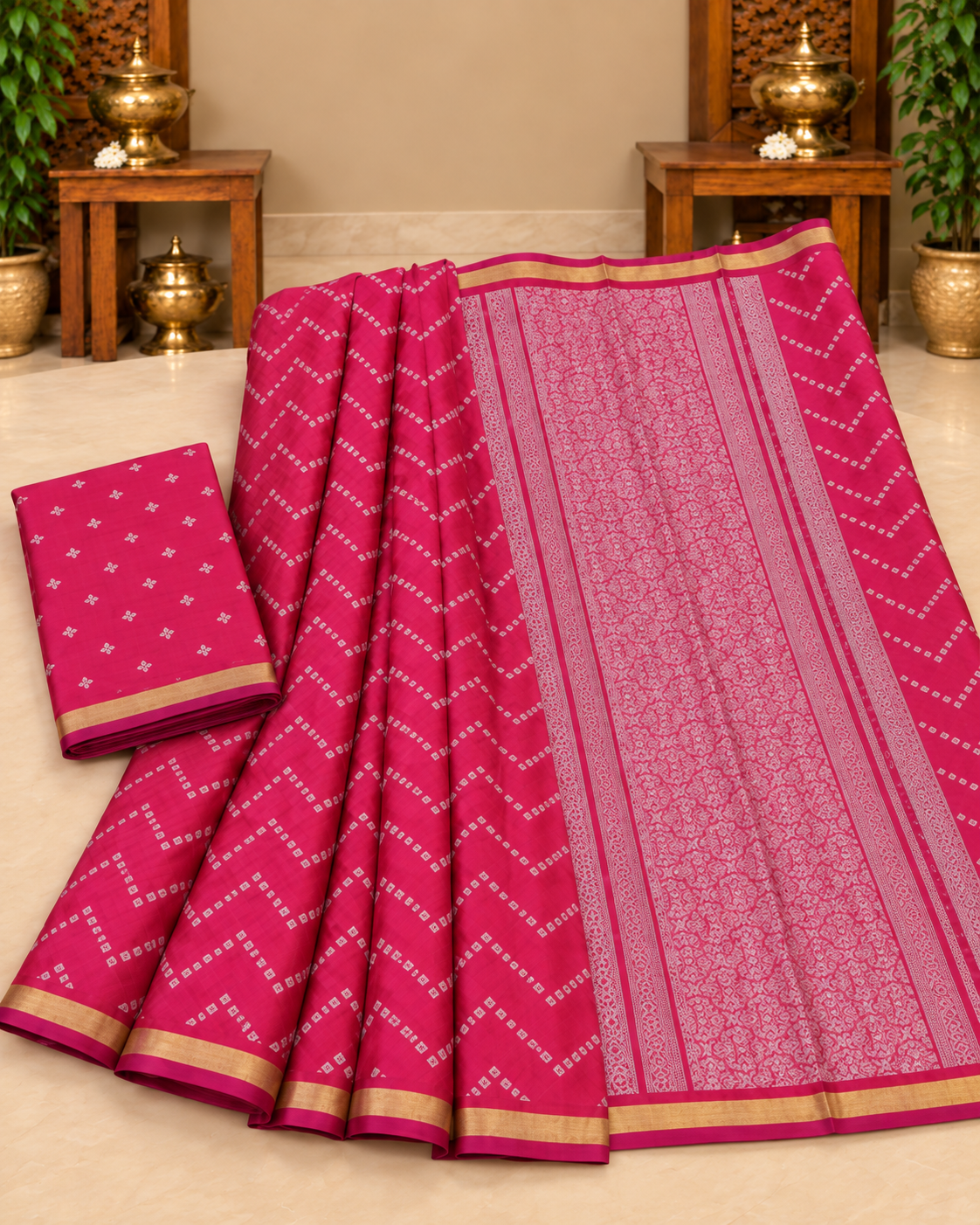 Raspberry Pink Saree folded view